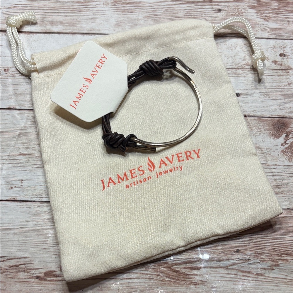 James Avery Retired Sterling Silver and Brown Leather Charm Bracelet